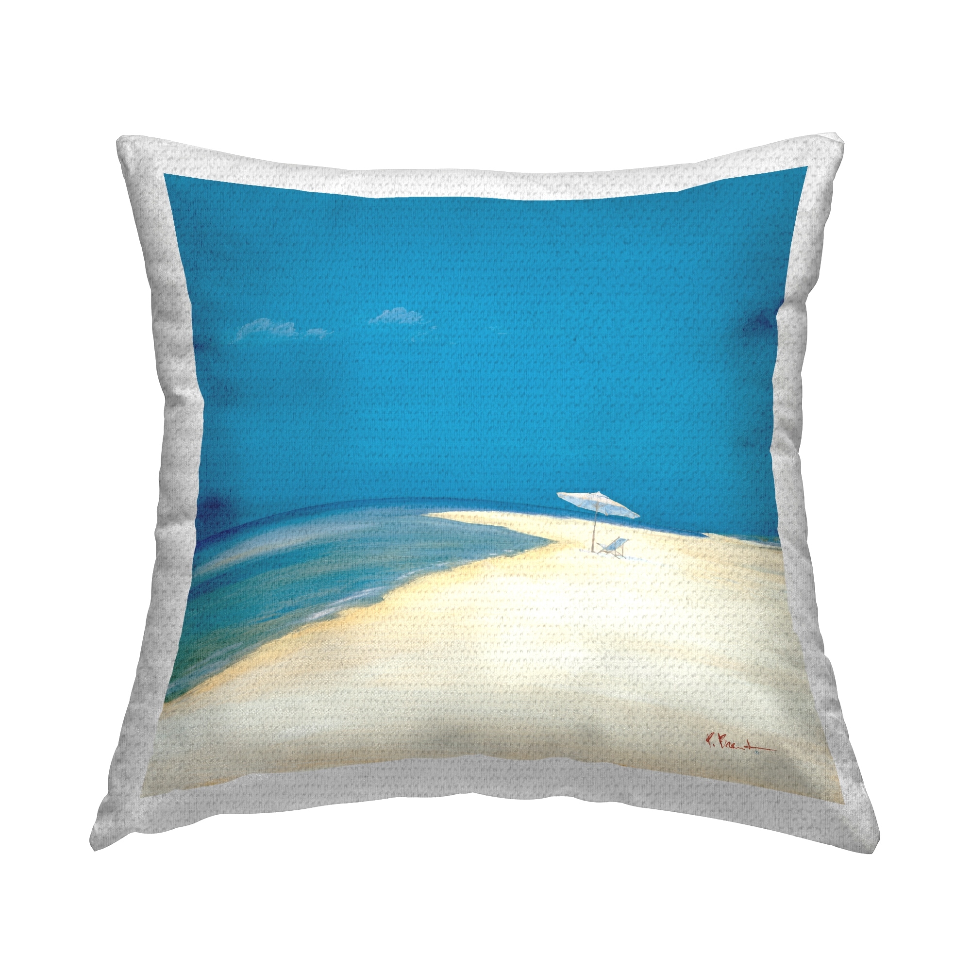 Stupell Relaxing Beach Scene Clear Summer Day Printed Outdoor Throw Pillow Design by Paul Brent