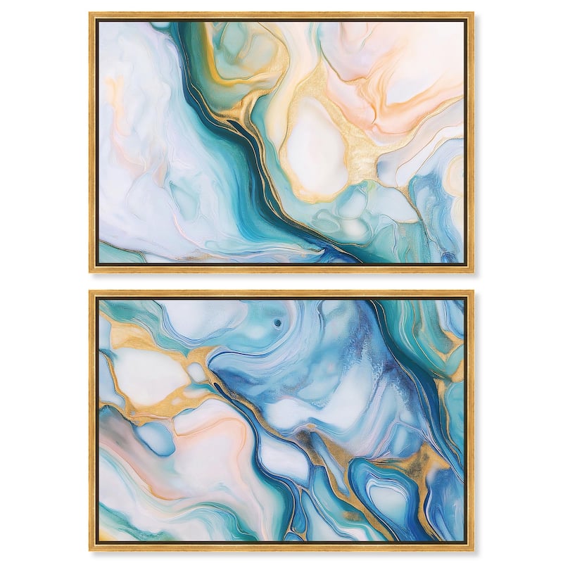 Visions Pastel I Canvas Set of 2 by Art Remedy - 15" x 10" - Gold