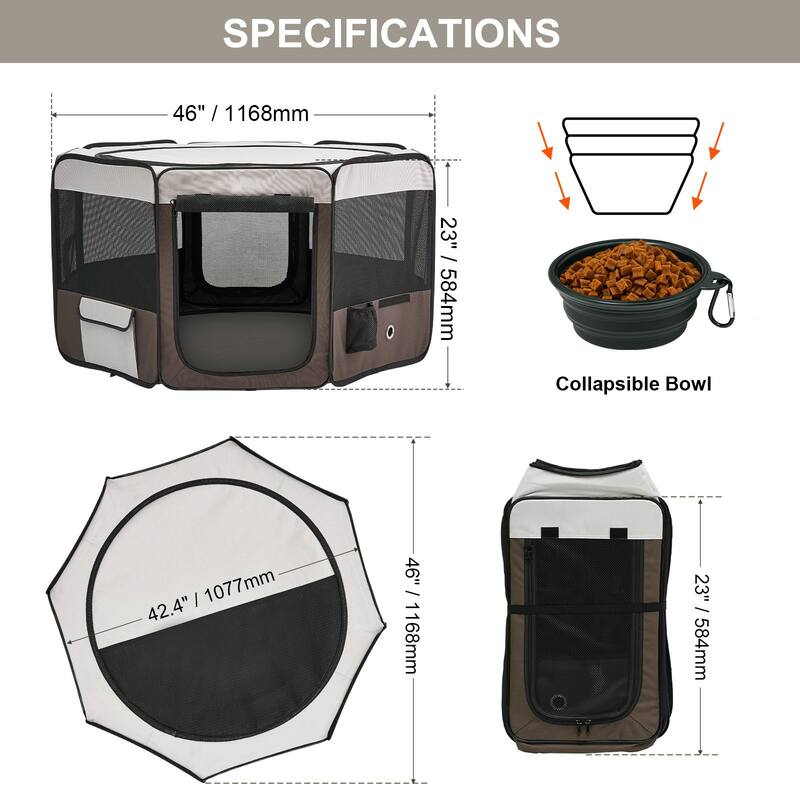 Foldable Pet Playpen Portable Crate Kennel for Dogs Cats