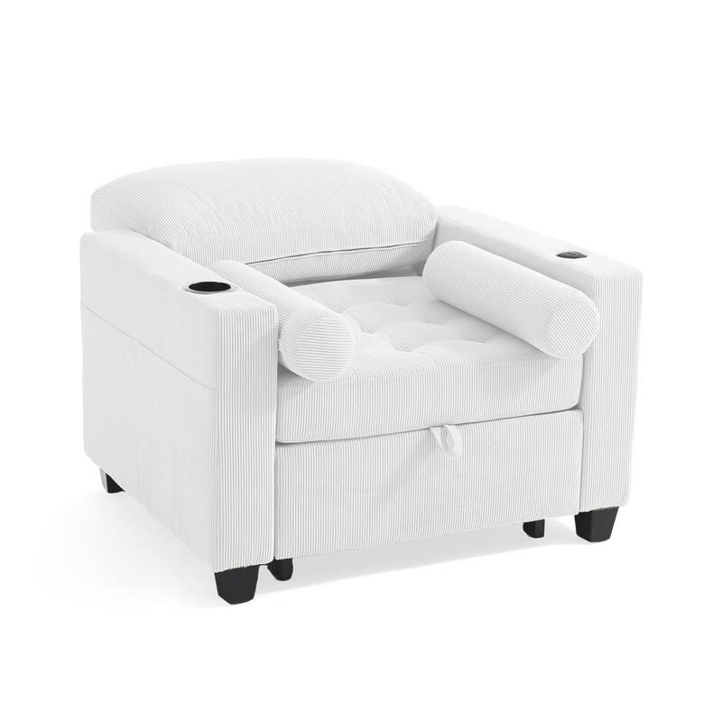 2 Set Convertible Adjustable Lounge 3-in-1 Pull-Out Sleeper Chair Bed
