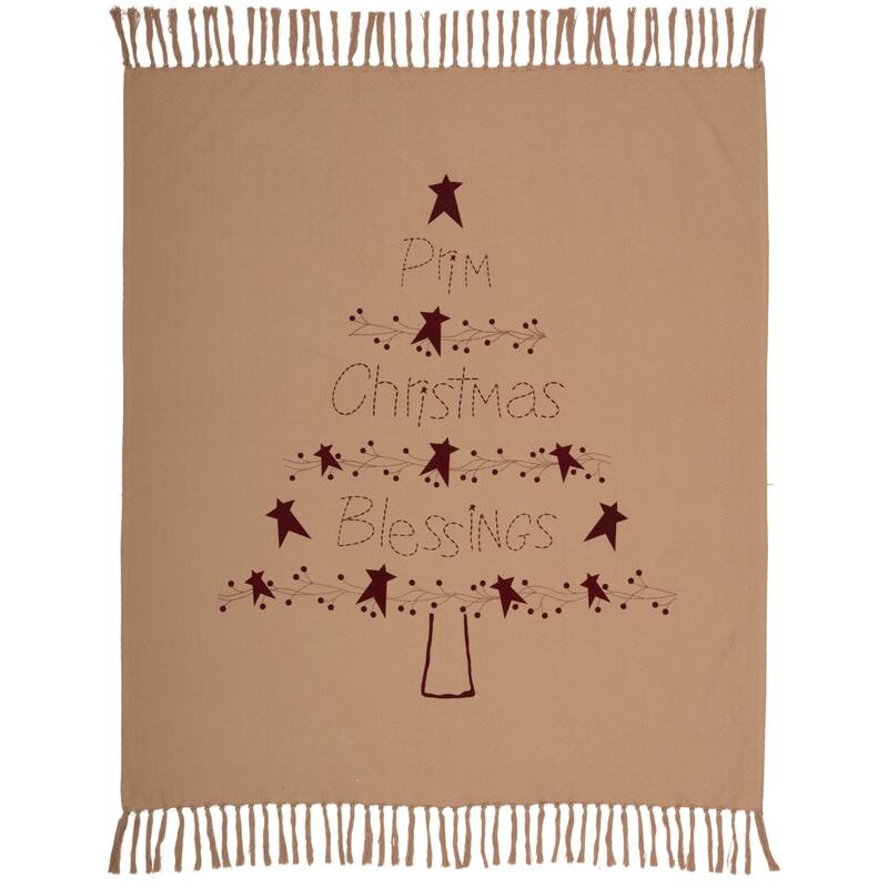 Prim Christmas Blessings Woven Throw 60x50