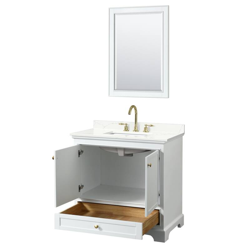 Deborah 36-inch Single Vanity, Quartz Top, 24-inch Mirror
