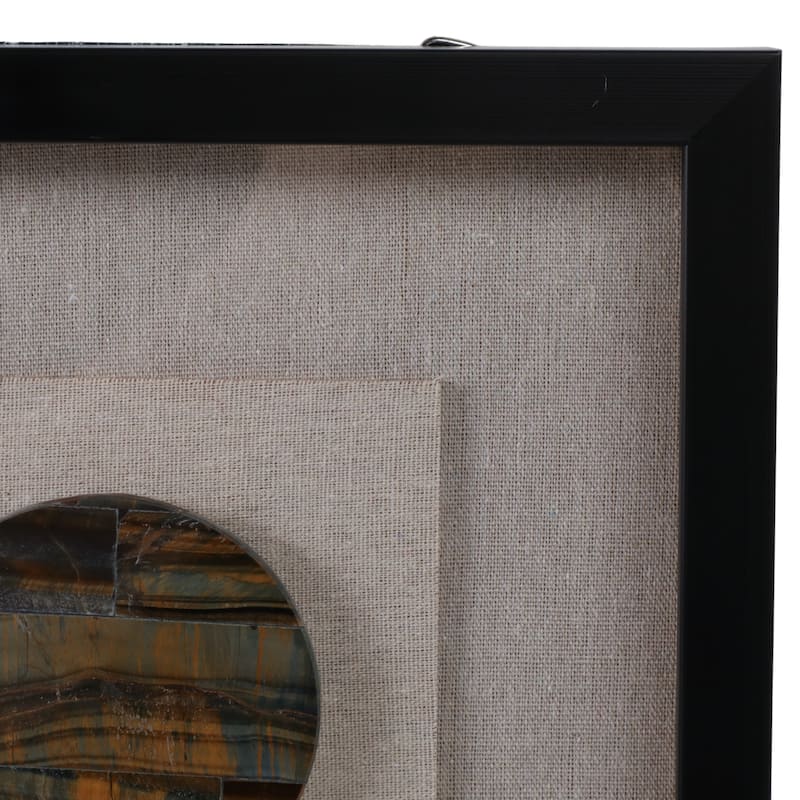 Stone Canvas Art Wall Decor with Modern Geometric Pattern - 28" Brown