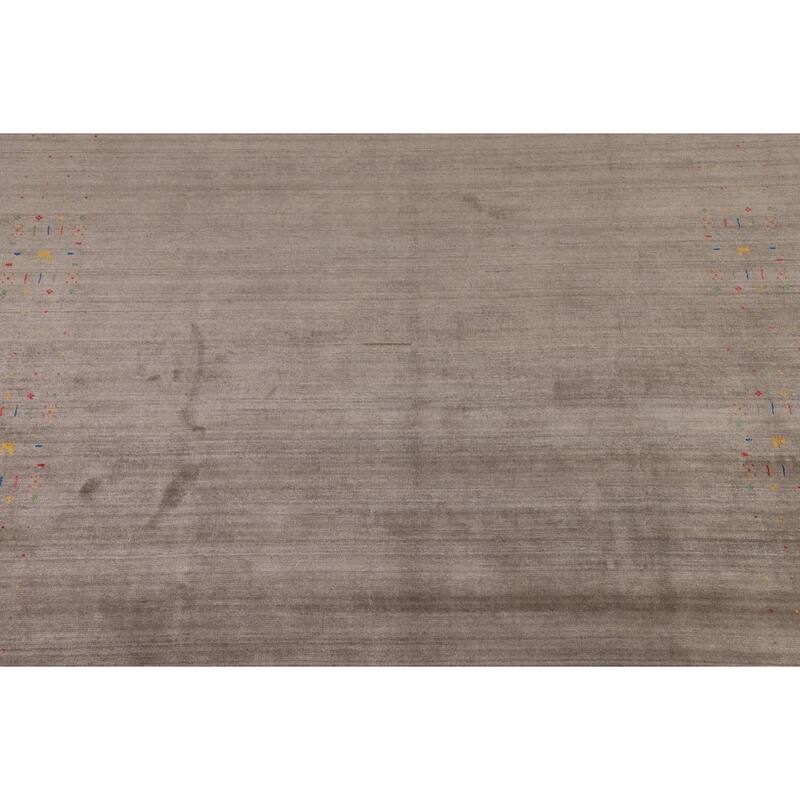 Earth Tone Gabbeh Indian Square Area Rug Silk Carpet - 8'2" X 8'5"
