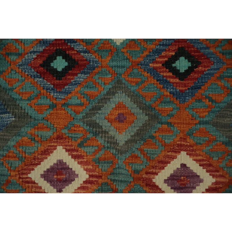 Hand Woven Oriental 100% Wool Carpet Southwestern Geometric Greys & Charcoal Kilim Area Rug - 4' 11'' X 3' 9''