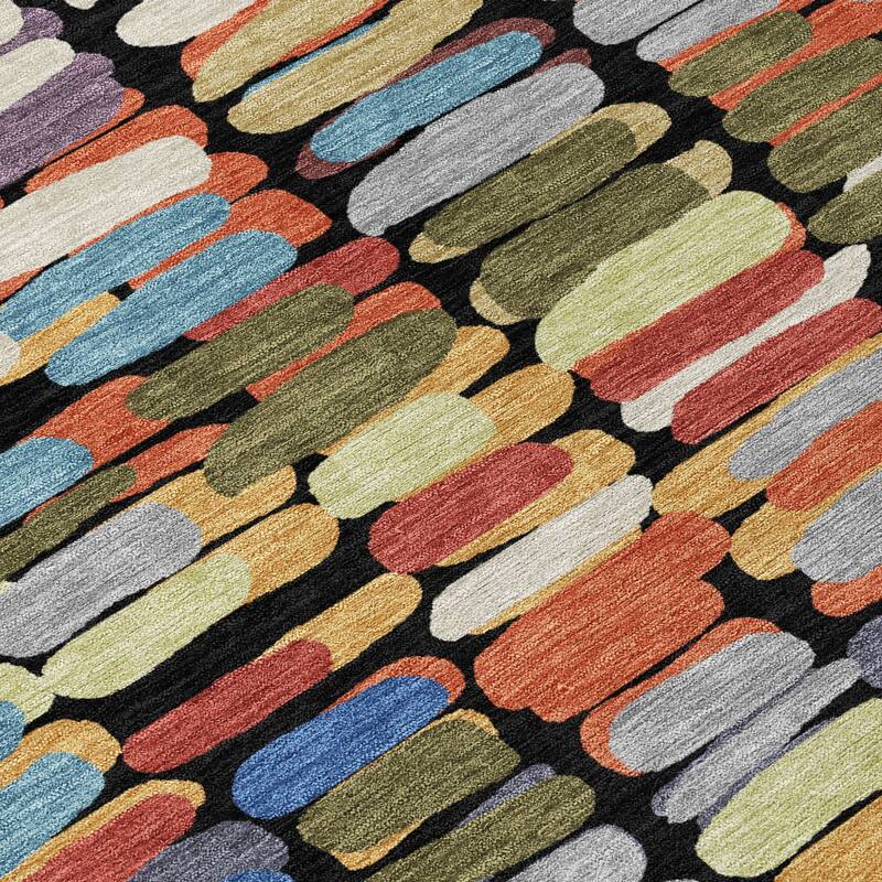 Machine Washable Indoor/ Outdoor Modern Caps Chantille Rug