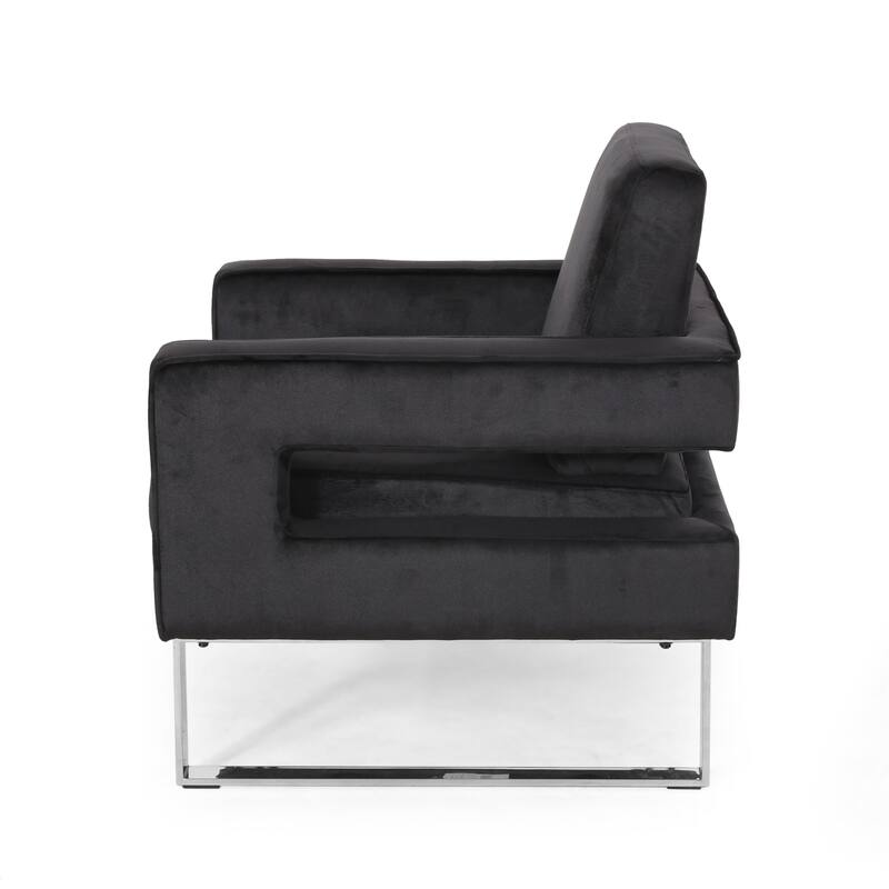Modern Velvet Club Chair with Stainless Steel Legs