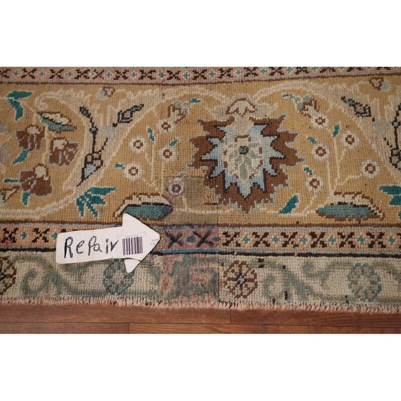 Pink Tabriz Vintage Persian Area Rug Handmade Wool Carpet - 9'9" x 13'0"