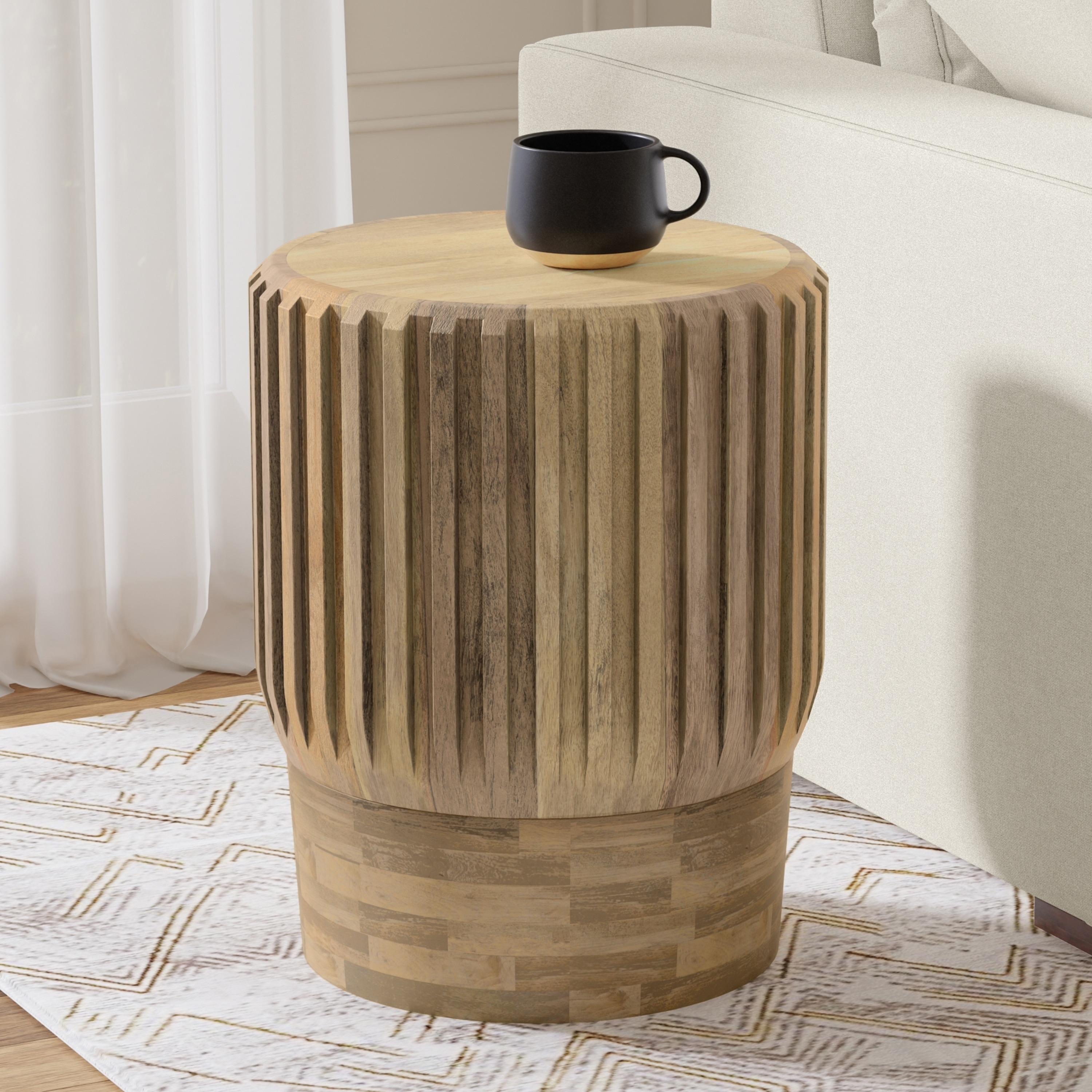 WyndenHall Melvin 16 inch Wide Solid Mango Contemporary End Table & Fully Assembled - 16" D x 16" W x 20" H