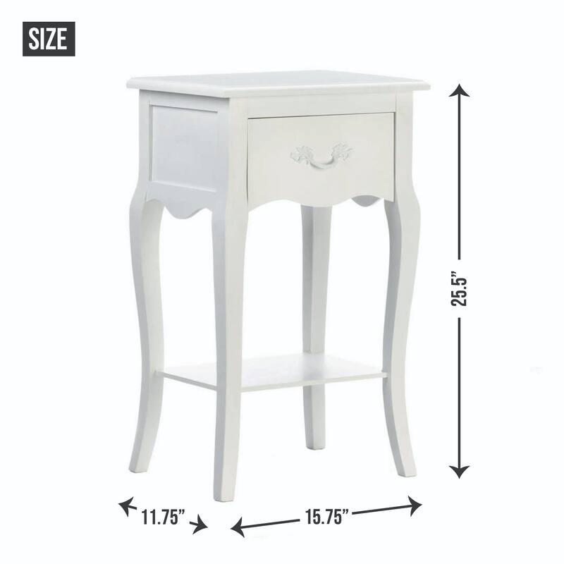25.5" Winter White Contemporary Rectangular Accent Table