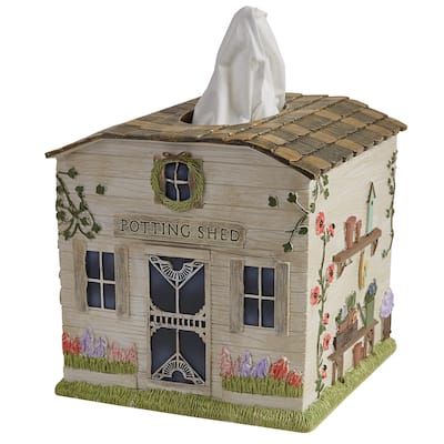 Park Designs Spring Garden Tissue Box Cover - Beige - 6 x 6 x 5.75