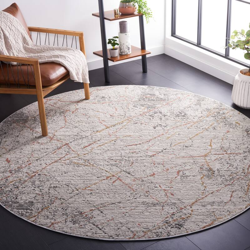 SAFAVIEH Vogue Lenora Modern Abstract Rug - 6'7" Round - Beige/Rose
