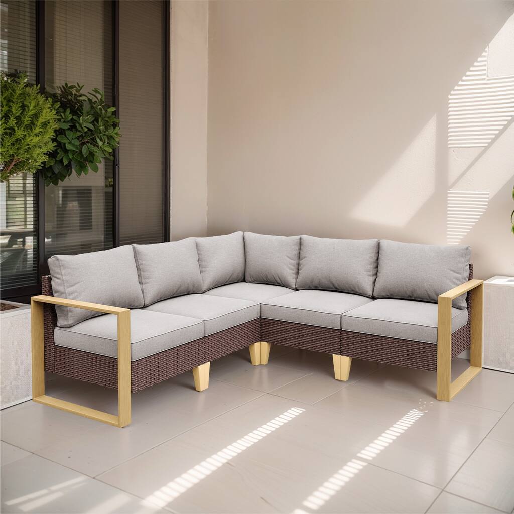 Outdoor PE Wicker Patio Conversation Sofa