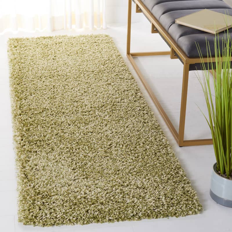 SAFAVIEH Santa Monica Shag Einara 2-inch Thick Area Rug - 2'3" x 11' Runner - Green - Runner