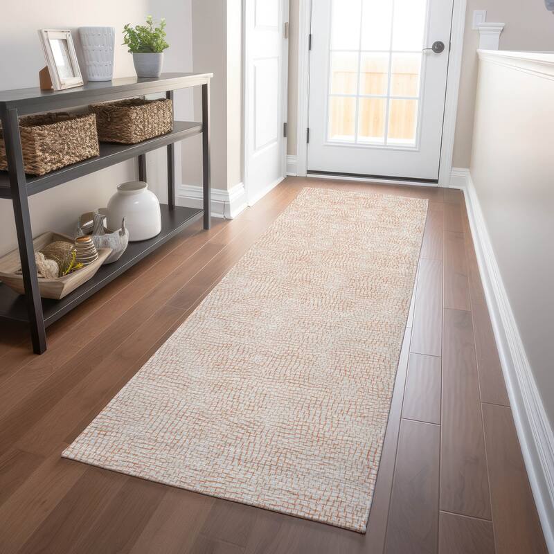 Machine Washable Indoor/ Outdoor Solid Causal Chantille Rug - Peach - 2'3" x 7'6"