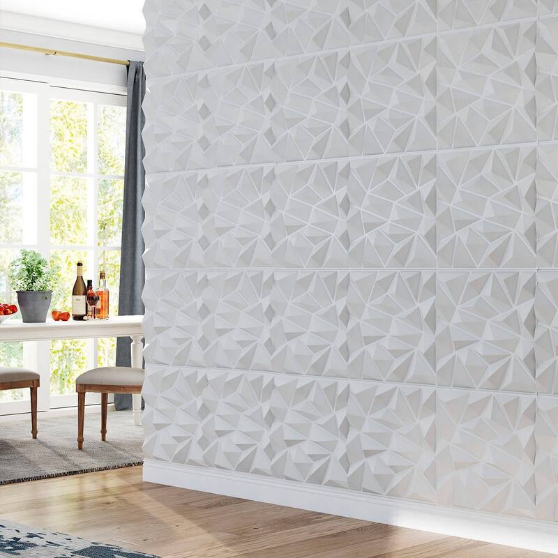 Costway 20/40 Pack 3D Wall Panels PVC Diamond Textured Wall Tiles for