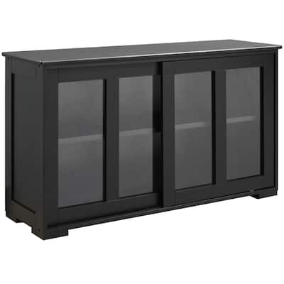 Sideboard Buffet Cabinet, Stackable Credenza, Coffee Bar Cabinet with Sliding Glass Door and Adjustable Shelf