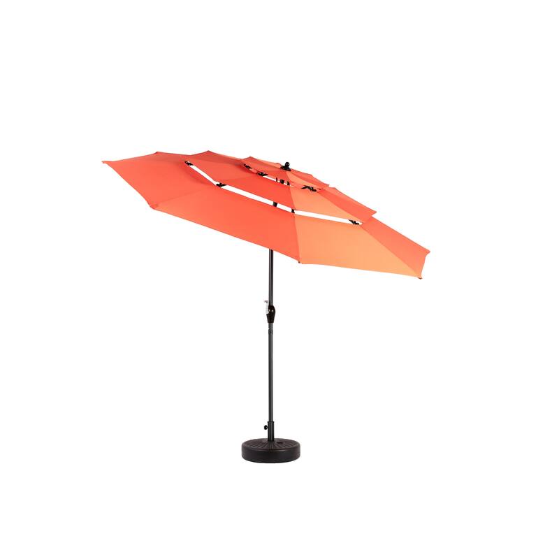 Aluminium 10ft 3 Tier Auto-tilt Umbrella ,Outdoor Patio Umbrella - Market Table Pool Deck Umbrella (Base Not Included)