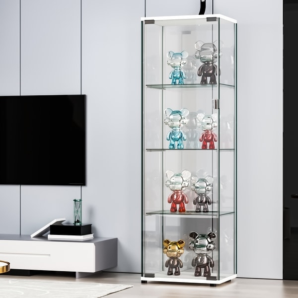 4-Shelf Glass Display Cabinet for Collectibles,Curio Display