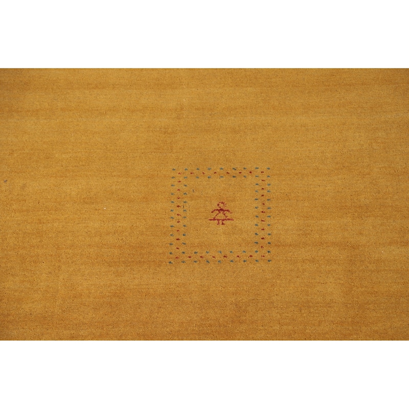 Gold Yellow Gabbeh Indian Area Rug Handmade Wool Carpet - 8'0"x 9'7"