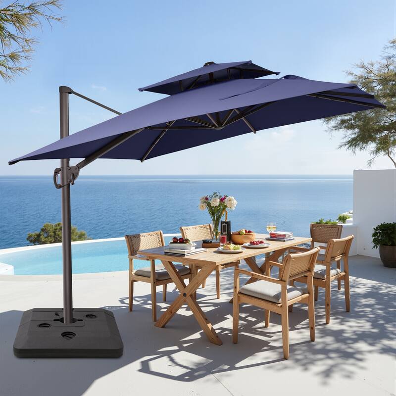 11 x 9 ft Patio Cantilever Offset Umbrella with Base Stand
