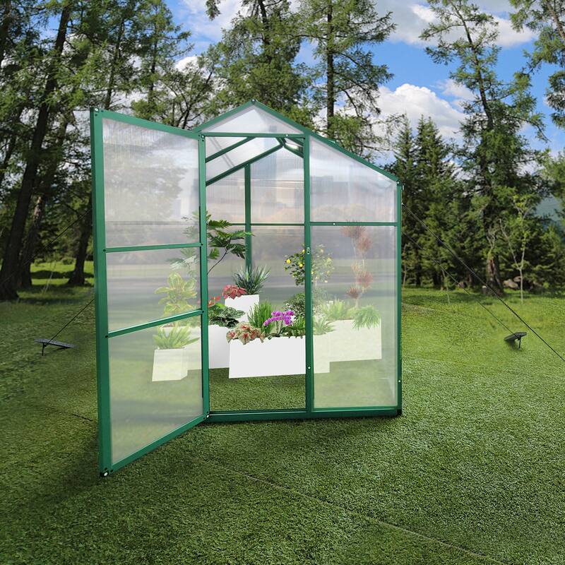 Greenhouse Shed Polycarbonate Plant Shed with UV Protection Garden Shed, Rust-resistant Powder-coated