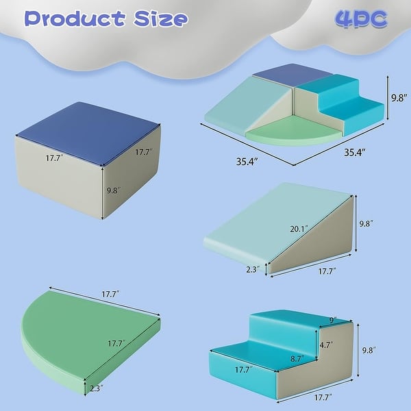 dimension image slide 1 of 4, 4 Pieces Baby Kids Climbing Toys Indoor Soft Foam Activity Play Set