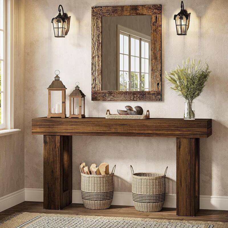 63" Wooden Console Table, Rectangular Sofa Table for Behind Couch, Entryway, HallwayLiving Room