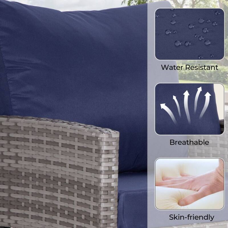 6-Piece Wicker Patio Conversation Set with Swivel Chairs