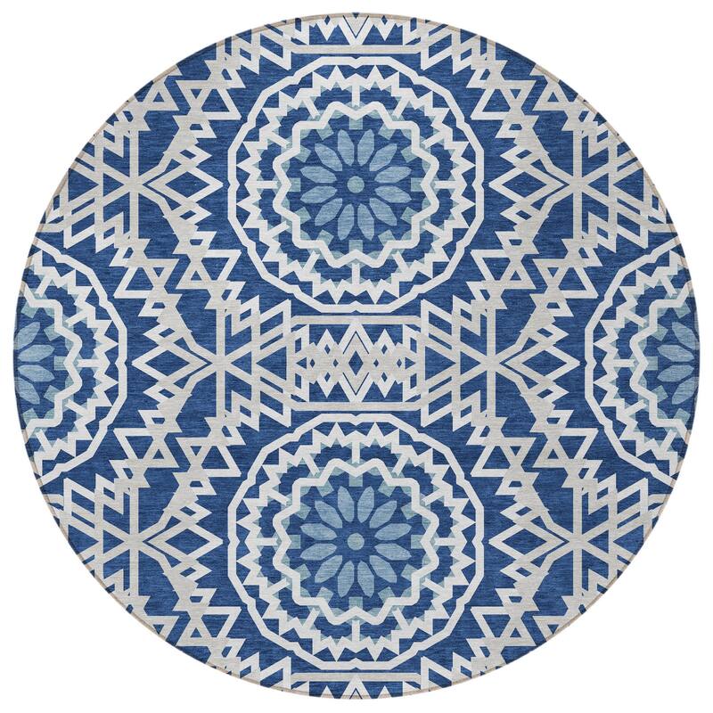 HomeRoots Floral Medallion Transitional Rectangle Outdoor Rug