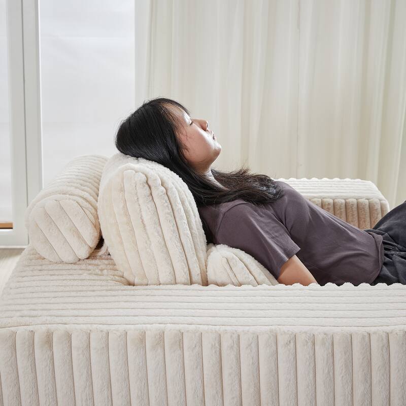 Oversized Corduroy Lounge Chair with Pillow Support - Sofa, Sleeper Couch, Chaise, Ottoman Bench