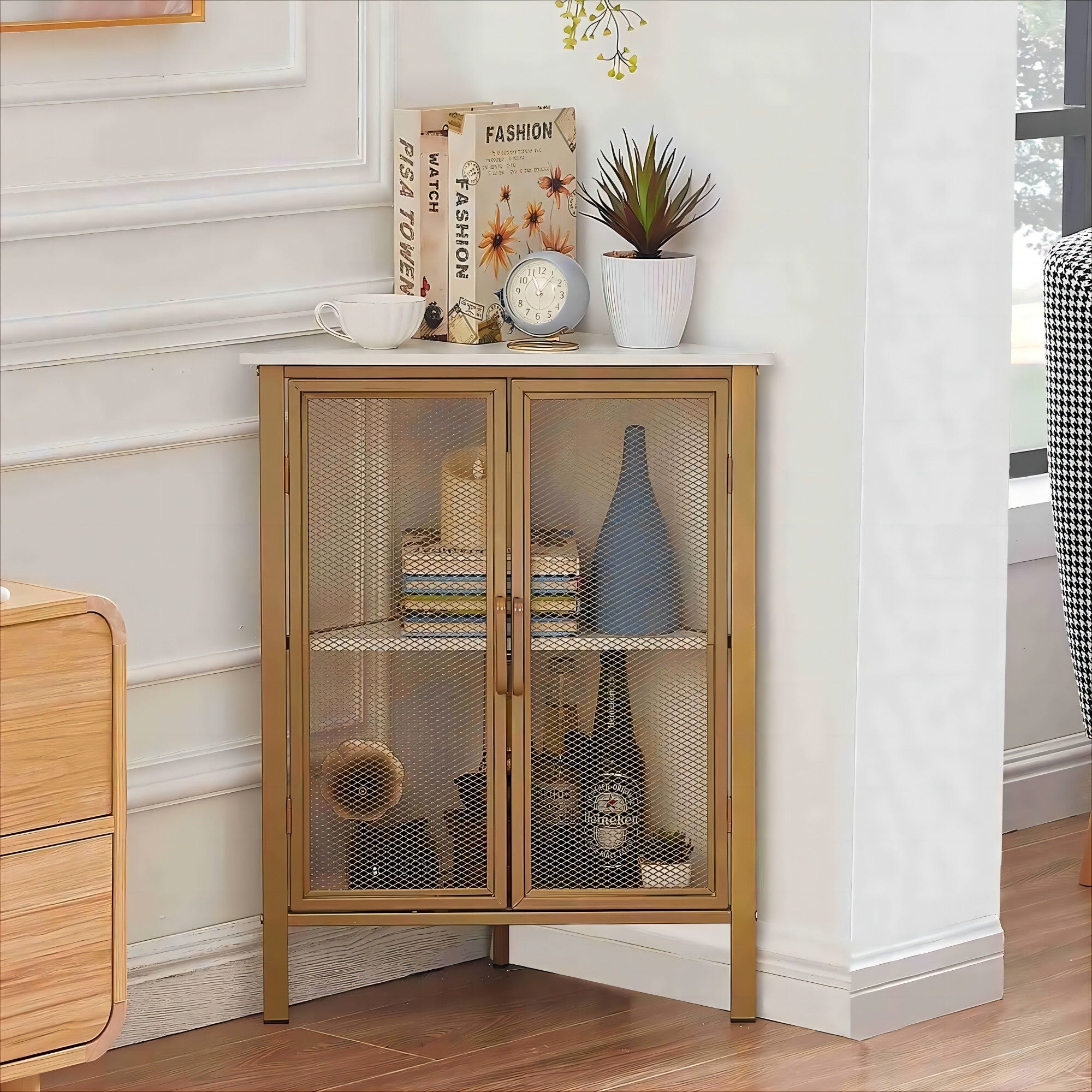 Industrial 3-Tier Triangle Corner End Table Multi-Functional