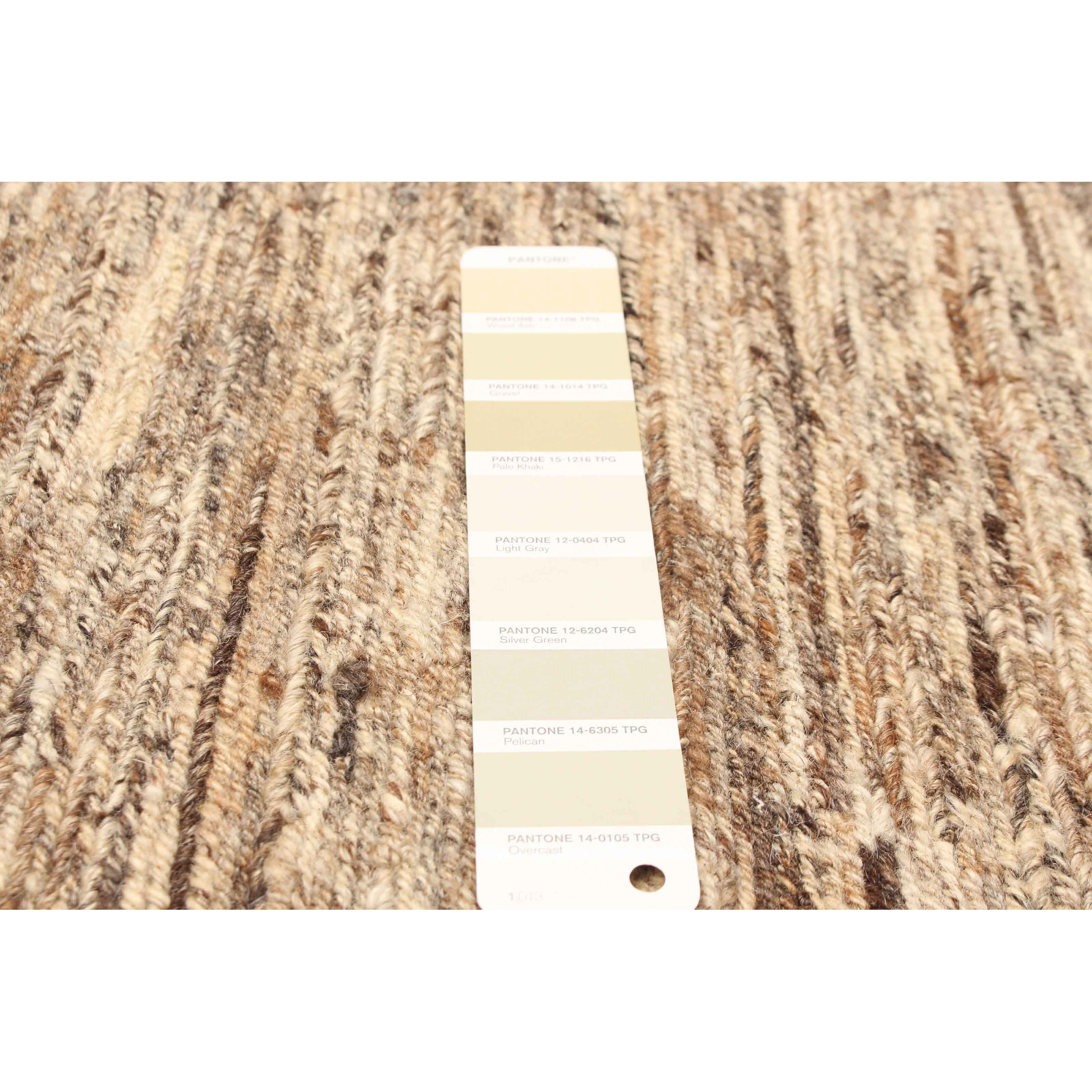 ECARPETGALLERY Flat-Weave Natural Light Khaki Wool Tapestry Kilim - 3'2 x 11'3