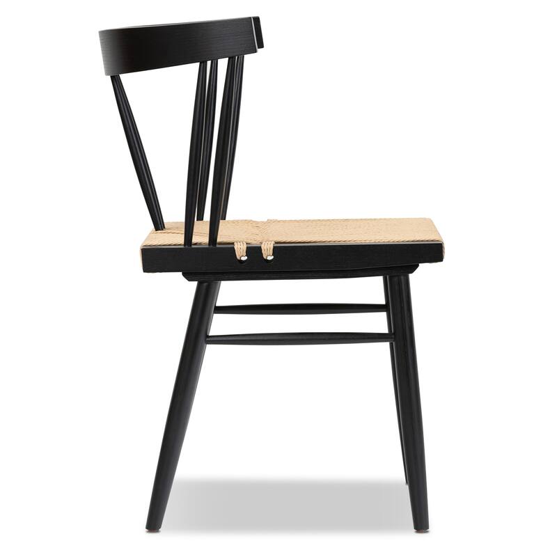 Poly & Bark Ferrara Dining Chair - Wood Frame with Handwoven Hemp Cord Seat