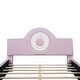 preview thumbnail 12 of 24, Twin/Full Size Upholstered Platform Bed with LED Headboard, Cute Kids Bed Frame Pink Floor Bed