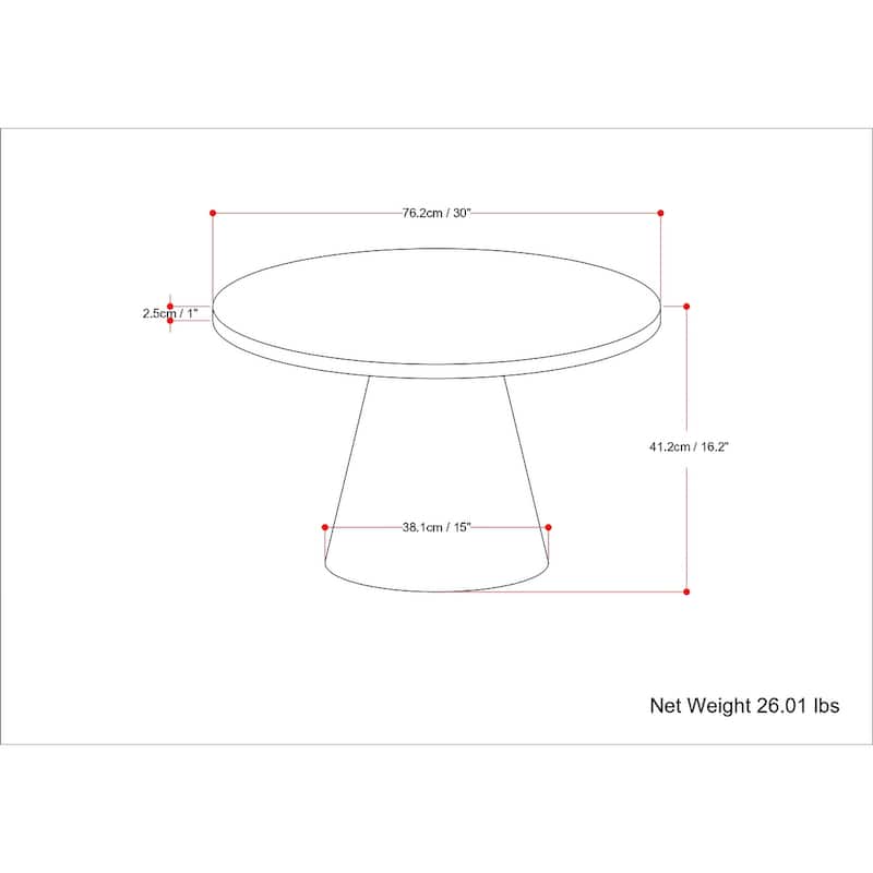 WYNDENHALL Millsap Modern 30 inch Wide Metal Round Coffee Table in Walnut, Fully Assembled - 30" x 30" x 16.2"