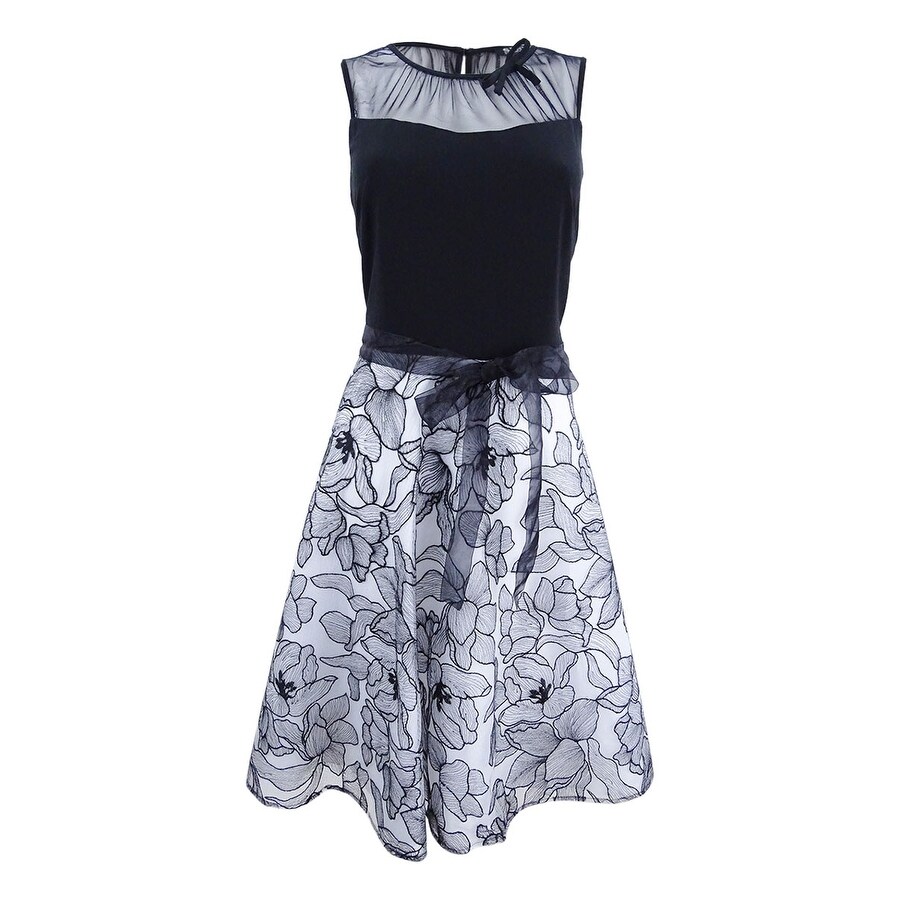 black white embroidered dress