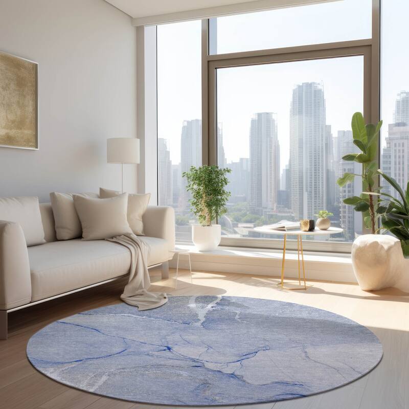 Dava Contemporary Abstract Weather Resistant Blended Style Outdoor Rug