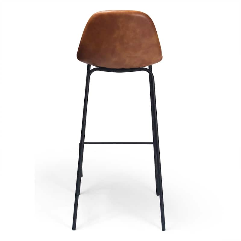 Maxine Vegan Leather Bar Height Stools Black Legs (Set of 2)