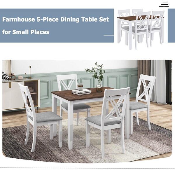 Rustic 5 Piece Dining Set with X Back Chairs Space Saving for Small Spaces White Bed Bath Beyond 42385148