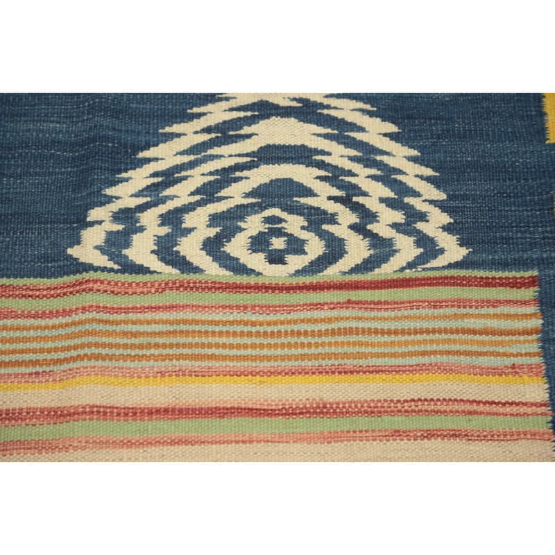 Hand Woven Oriental 100% Wool Carpet Southwestern Tribal Multi-Colored Kilim Area Rug - 5' 10'' X 4' 3''