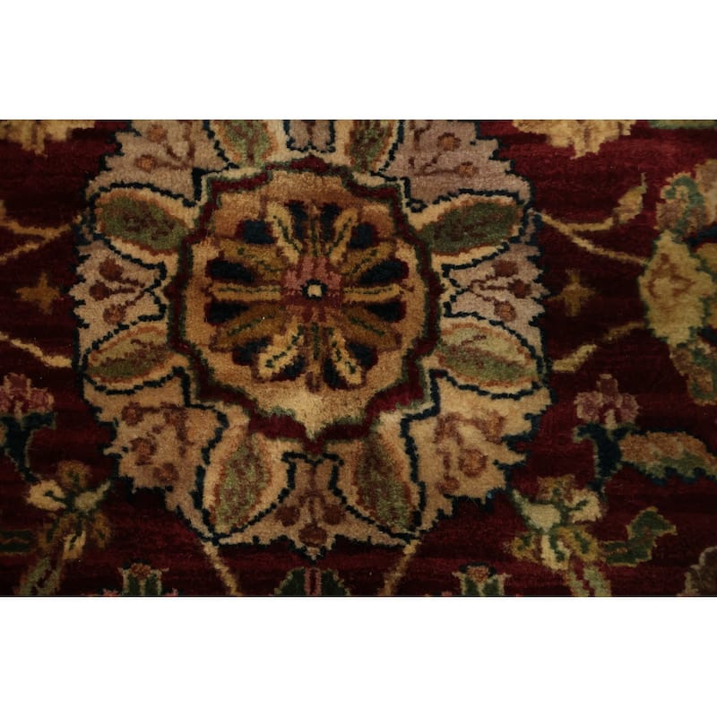 Hand Knotted Oriental 100% Wool Carpet Traditional All-Over Red Agra Area Rug - 10' 0'' X 8' 0''