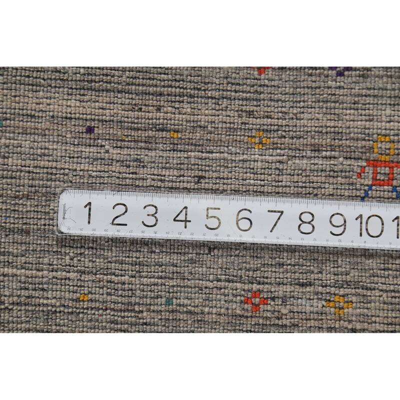 All-Over Striped Gabbeh Indian Square Rug Hand-Knotted Wool Carpet - 7'10"x 7'11"