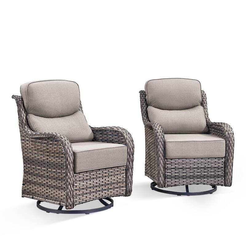 Outdoor Swivel Wicker Patio Chairs Set of 2