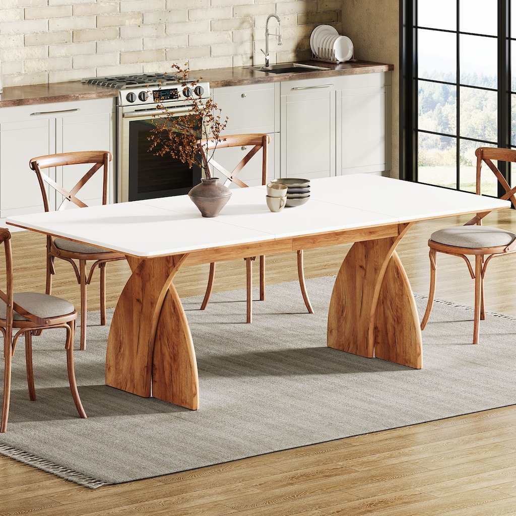 70.8'' Modern Farmhouse Dining Table Kitchen Table with Thickened Top