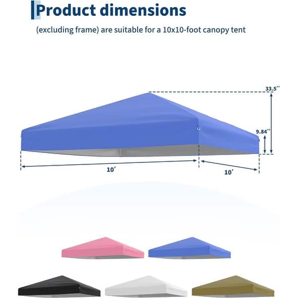 dimension image slide 0 of 5, 10x10FT Canopy Replacement Top, Waterproof UV Resistant Tent Cover with Air Vent White