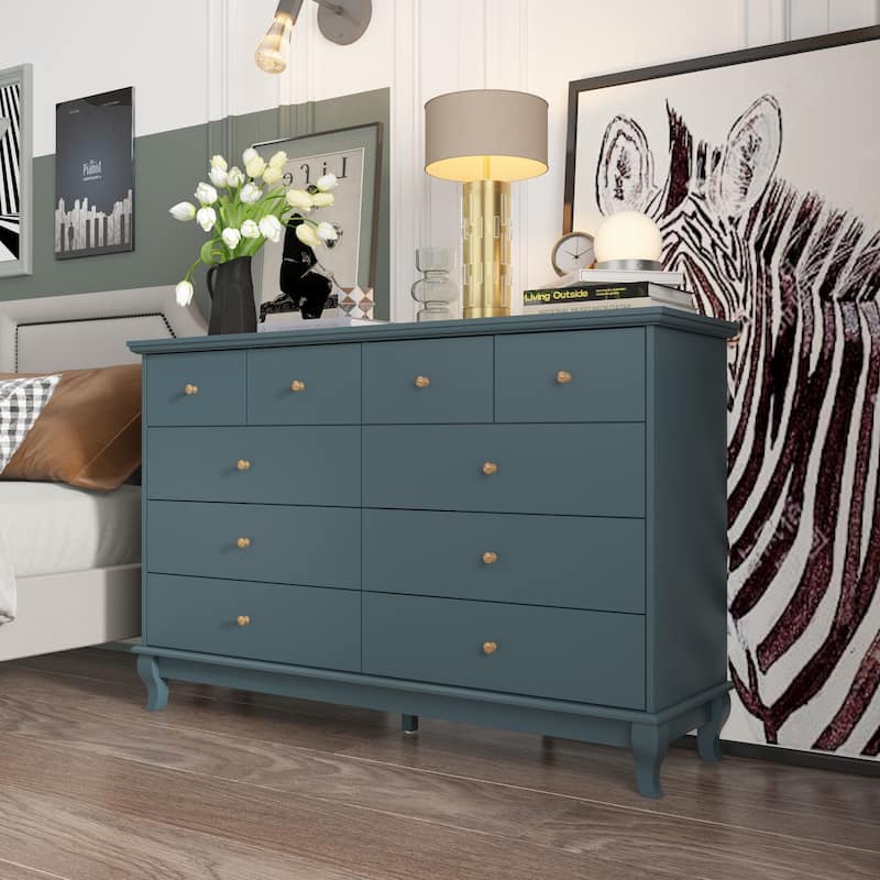 55.1"W Lacquer Dresser Long Dresser for Bedroom Chest of Drawers