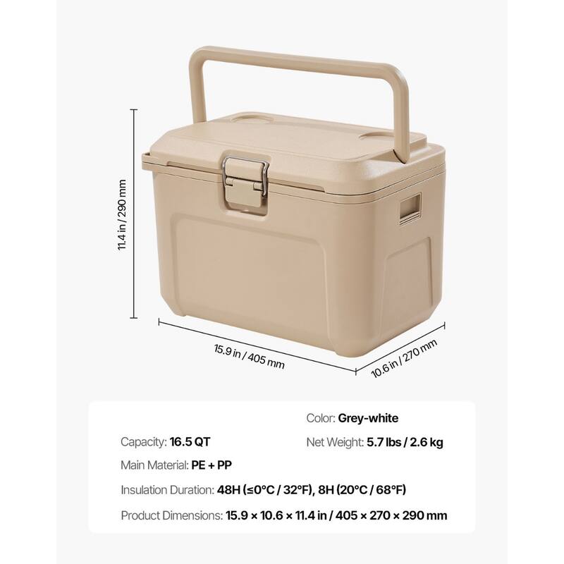 Portable Cooler 16.5 QT with Cup Holder 23 Can Capacity for Outdoors - 15.9 x 10.6 x 11.4 in