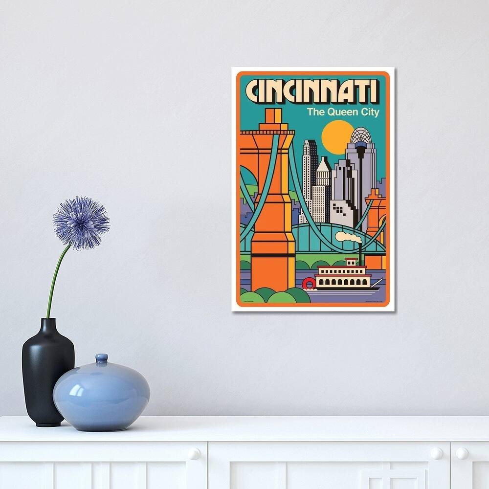 iCanvas "Cincinnati Travel Poster" by Jim Zahniser Canvas Print