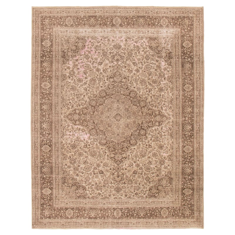 ECARPETGALLERY Hand-knotted Antalya Vintage Khaki Wool Rug - 9'6 x 12'2 - Light Khaki - 9'6 x 12'2